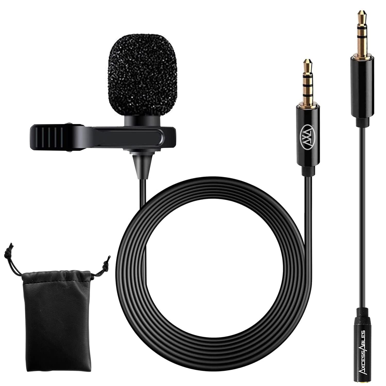 Amazon.com: AxcessAbles Lavalier Clip-On Microphone with 5ft TRRS